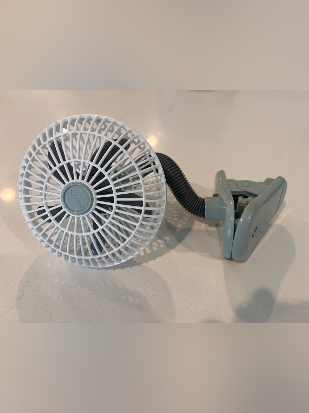 Portable Clip-On Stoller Fan in White and Gray